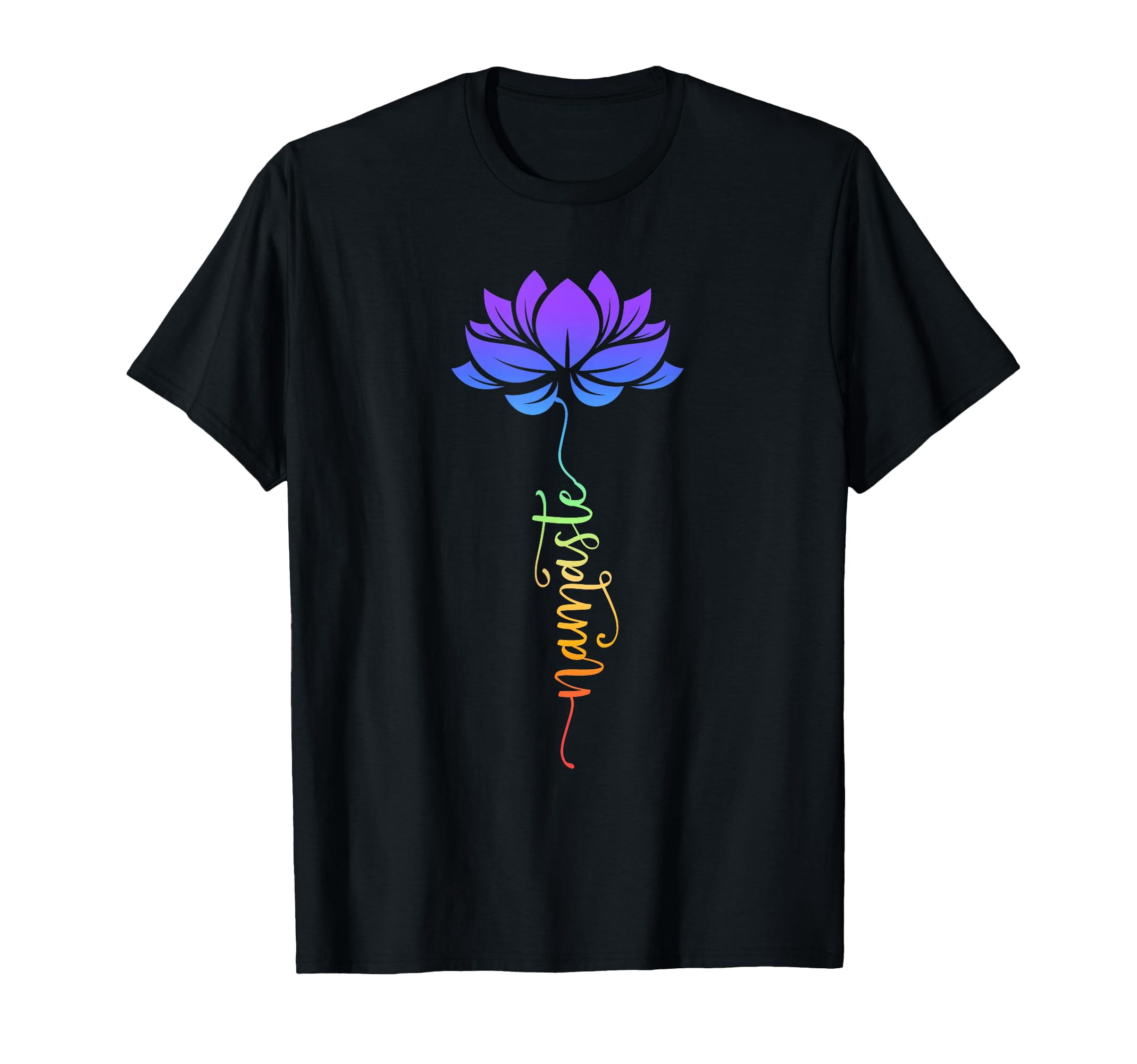 Colorful Lotus Flower Namaste Meditation T-Shirt for Yoga Enthusiasts ...