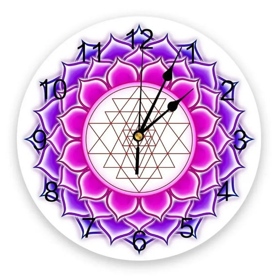 Colorful Lotus Flower Silent Wall Clock Kitchen Living Room Bathroom Bedroom Office Decorative Hanging Clocks(10 Inch)