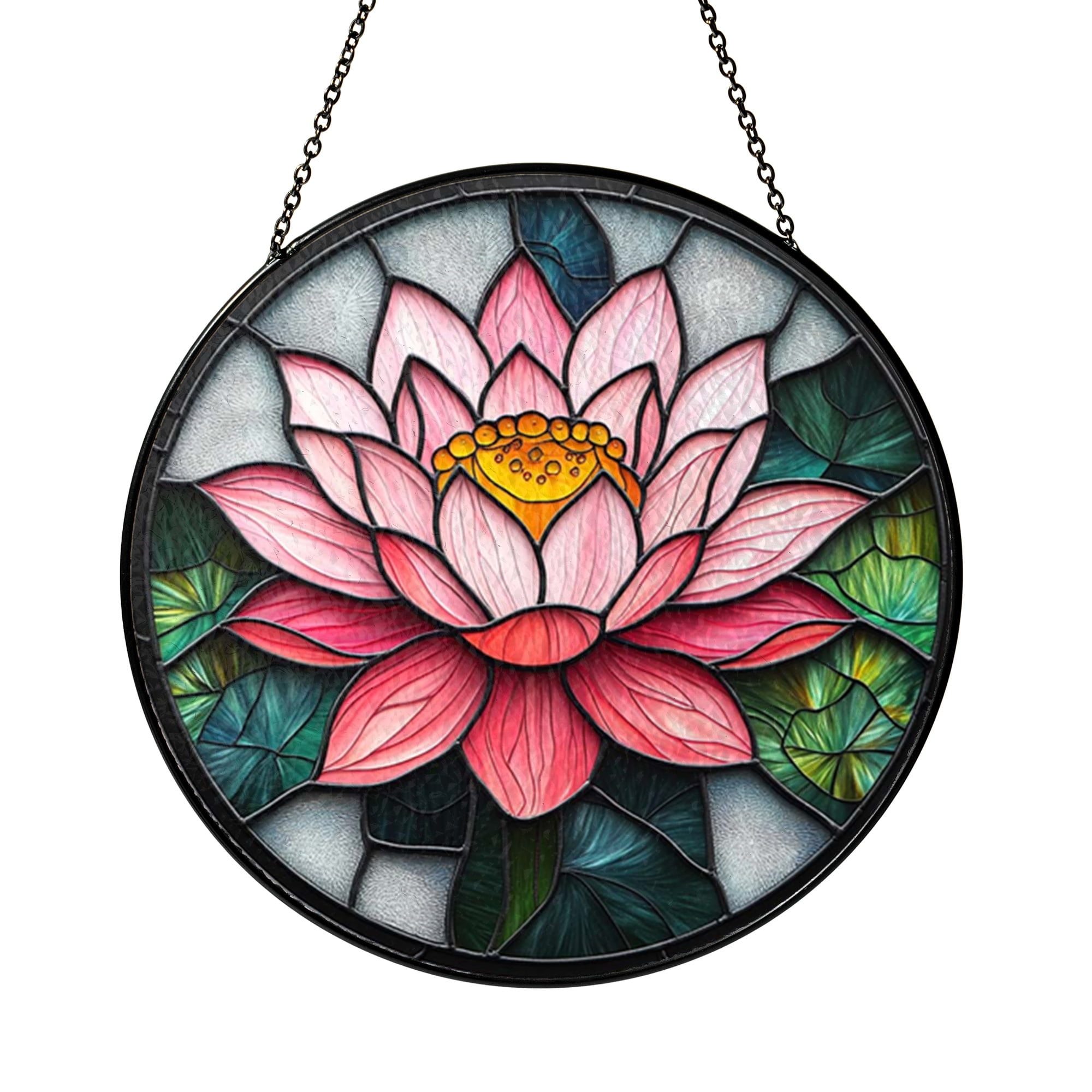 Colorful Lotus Flower Stained Glass Suncatcher Decorative Window Art ...