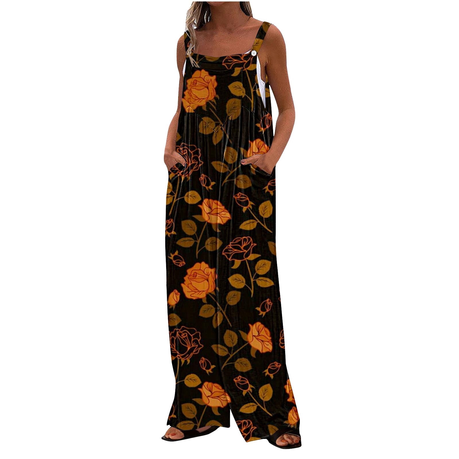 Overall Colorfull Colorful Lounge Overalls for Women Fall Summer Faux Linen Floral Print ...