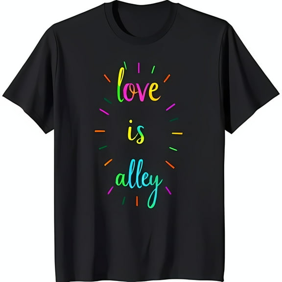 Colorful Love Graphic Black T-Shirt Yourself with Stylish Design