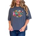 thumbnail image 1 of Colorful Love Graphic T-Shirt, Unique Vibrant Art Tee, Funky Flower Design Shirt, Trendy Artistic Apparel, Stylish Casual Wear, Denim Comfort Colors T-Shirt, Small, 1 of 1