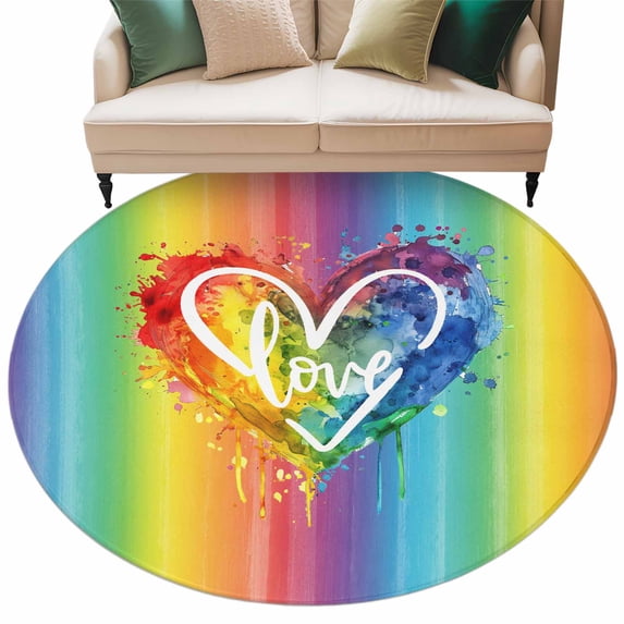 Heart Beach Rug Colorful Love Heart Large Area Rugs for Bedroom Living Room, Soft Non ...
