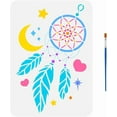 thumbnail image 1 of Colorful Lovely Dream Catcher Painting Stencil with Brush 8.3x11.7inch Moon Stars Template Feathers Love Heart Pattern Stencil Fantasy Theme Template for Painting on Wood Fabric Clothes, 1 of 9