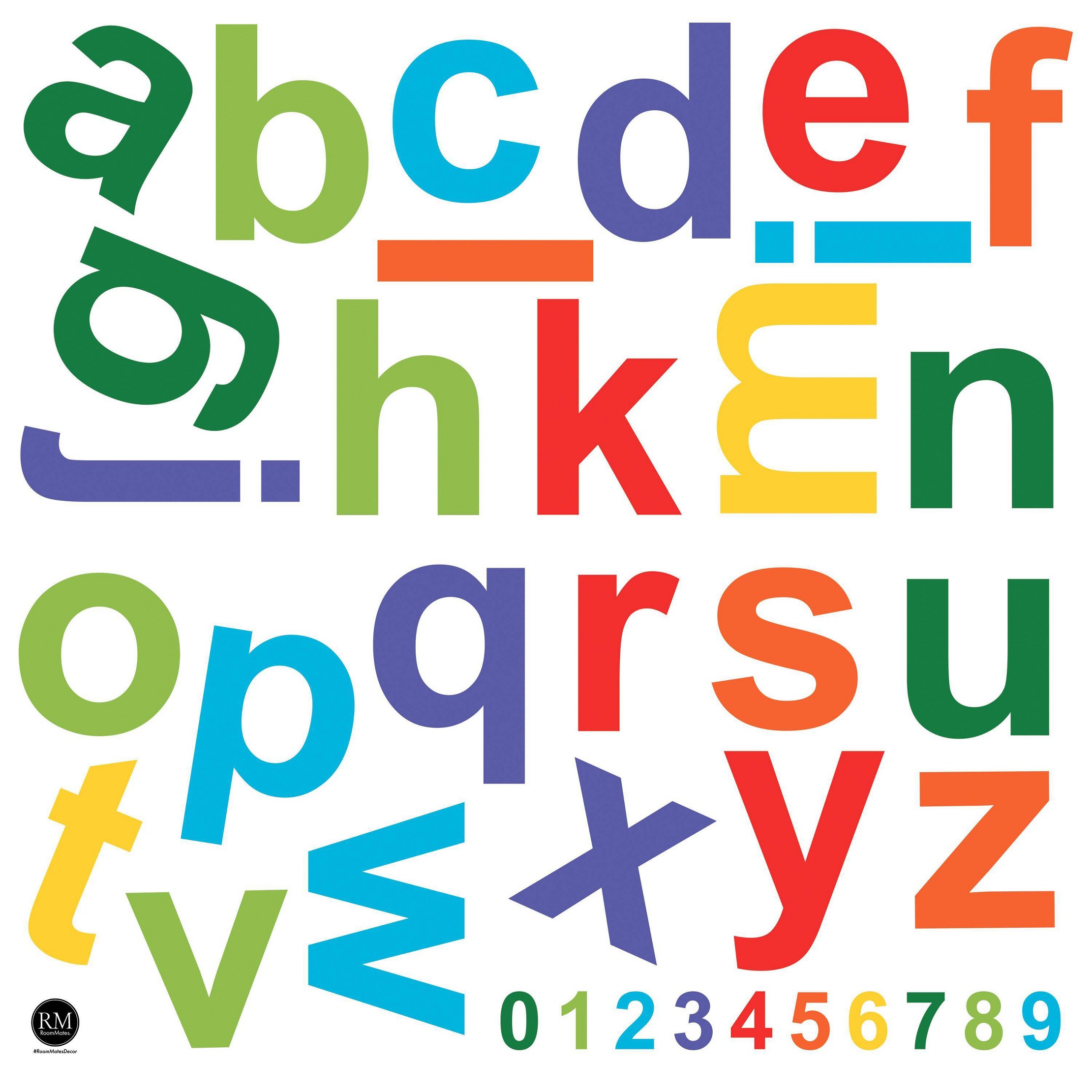 Colorful Lowercase Alphabet Giant Peel and Stick Kids' Wall Decals ...