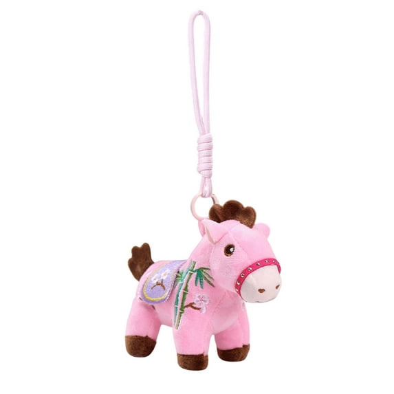 Colorful Lucky Horse Ornament for Lunar New Year and Festive Decor, Embroidered Foal Hanging Charm with Bead Tassel, Ideal for Celebrations, Car, or Gift-Giving