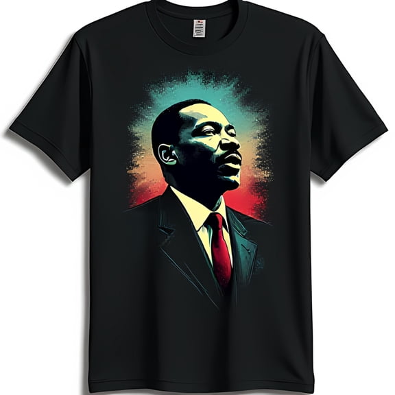 Colorful Luther King Jr Graphic Black T-Shirt Thoughtful Design