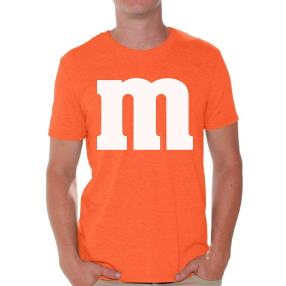 Colorful M Halloween Shirt for Men Candy Outfit Halloween Tee Clothing