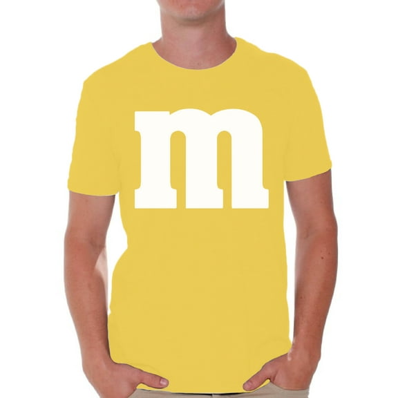 Colorful M Halloween Shirt for Men Candy Outfit Halloween Tee Clothing