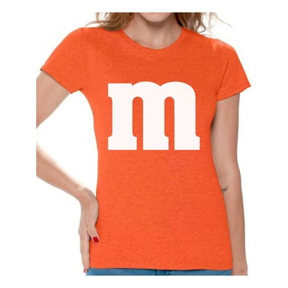 Colorful M Halloween Shirt for Women Candy Outfit Halloween Tee Clothing