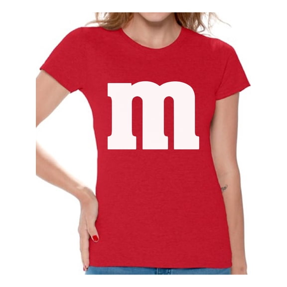 Colorful M Halloween Shirt for Women Candy Outfit Halloween Tee Clothing