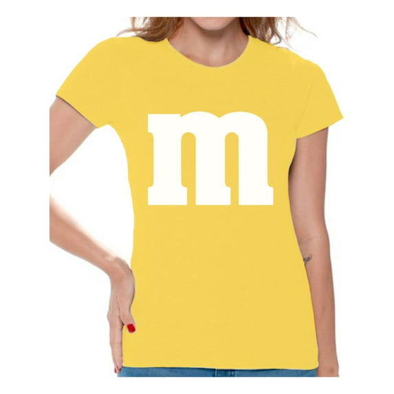 Colorful M Halloween Shirt for Women Candy Outfit Halloween Tee Clothing