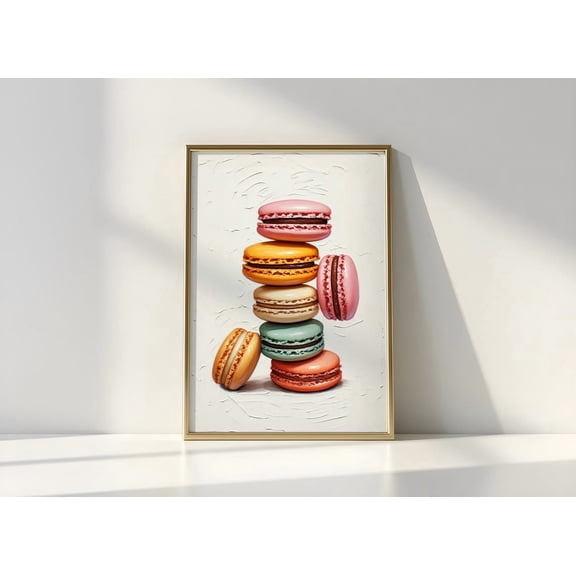 Colorful Macarons Art Print, Unframed Paper Poster 8x10in