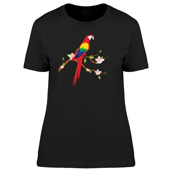 Colorful Macaw On Sakura Branch T-Shirt Women -Image by Shutterstock, Female Large