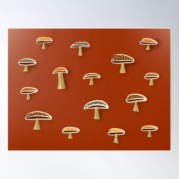 Colorful Magic Fairy Mushroom Pattern Poster Wall Art, Modern Wall Decor For Living Room Bedroom, 12x18 UNFRAMED