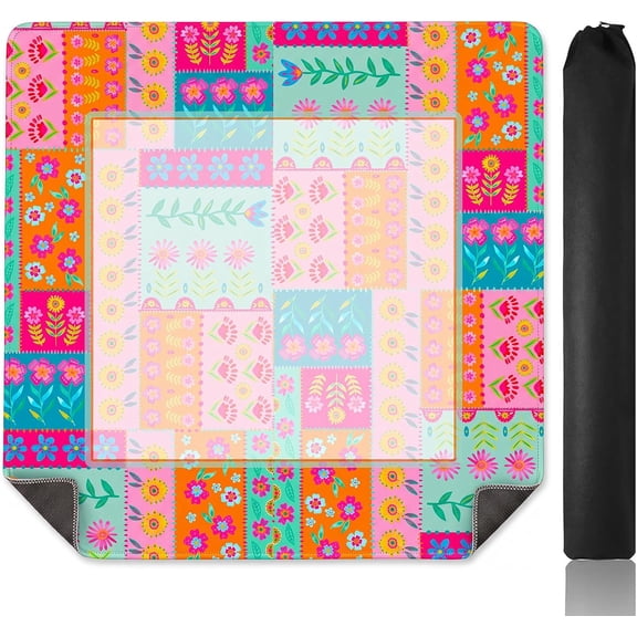 Colorful Mahjong Mat,31.5" x 31.5" Multi Purpose Game Table Cover Anti Slip and Noise Reduction for Mahjong Poker Board Card Dominoes Games (Without dice)