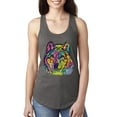 thumbnail image 1 of Colorful Majestic Neon Atric Wolf | Dean Russo Art Animal Lover Ladies Racerback Sleeveless Top, Dark Grey, XL, 1 of 5