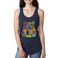 thumbnail image 1 of Colorful Majestic Neon Atric Wolf | Dean Russo Art Animal Lover Ladies Racerback Sleeveless Top, Navy, XL, 1 of 5