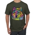 thumbnail image 1 of Colorful Majestic Neon Atric Wolf | Dean Russo Art Animal Lover Men's T-Shirt, Military Green, L, 1 of 5
