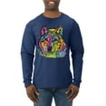 thumbnail image 1 of Colorful Majestic Neon Atric Wolf | Dean Russo Art Animal Lover Mens Long Sleeve Shirt, Navy, 3XL, 1 of 5