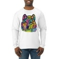 thumbnail image 1 of Colorful Majestic Neon Atric Wolf | Dean Russo Art Animal Lover Mens Long Sleeve Shirt, White, 3XL, 1 of 5
