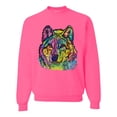 thumbnail image 1 of Colorful Majestic Neon Atric Wolf | Dean Russo Art Animal Lover Unisex Crewneck Sweatshirt, Neon Pink, 2XL, 1 of 5