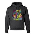 thumbnail image 1 of Colorful Majestic Neon Atric Wolf | Dean Russo Art Animal Lover Unisex Hoodie Sweatshirt, Heather Black, M, 1 of 5