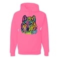 thumbnail image 1 of Colorful Majestic Neon Atric Wolf | Dean Russo Art Animal Lover Unisex Hoodie Sweatshirt, Neon Pink, XL, 1 of 5