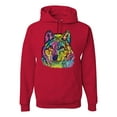 thumbnail image 1 of Colorful Majestic Neon Atric Wolf | Dean Russo Art Animal Lover Unisex Hoodie Sweatshirt, Red, XL, 1 of 5