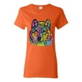 thumbnail image 1 of Colorful Majestic Neon Atric Wolf | Dean Russo Art Animal Lover Womens T-Shirt, Orange, L, 1 of 5
