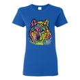 thumbnail image 1 of Colorful Majestic Neon Atric Wolf | Dean Russo Art Animal Lover Womens T-Shirt, Royal, 2XL, 1 of 5