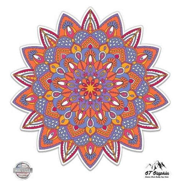 Colorful Mandala - 3" Vinyl Sticker - For Car Laptop I-Pad Phone Helmet Hard Hat - Waterproof Decal