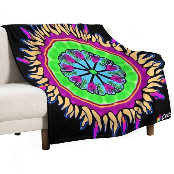 Colorful Mandala Art Print(1)-1 Throws Blankets for Sofa Bed Winter Plush Warm Blanket Holiday Gifts