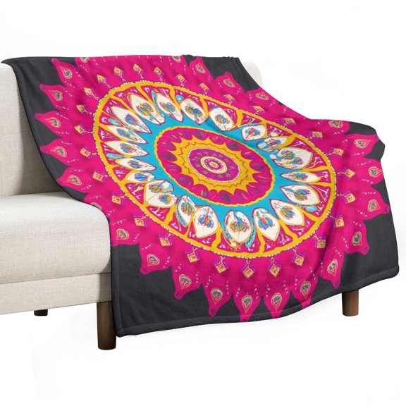 Colorful Mandala Art Print-1 Blanket Soft Throw Warm Lightweight Plush Blanket for Couch Bed Sofa
