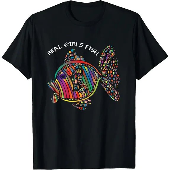 Colorful Mandala Fish Fishing Graphic for Women Fisher Short Sleeve ...