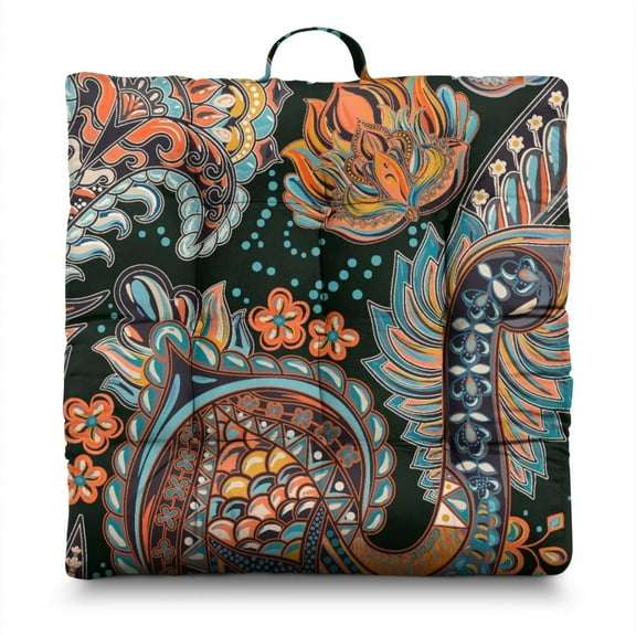 Colorful Mandala Floor Pillow - Large Square Meditation Cushion for Adults, Fluffy & Resilient PP Cotton Filling, Boho Chic Home Decor