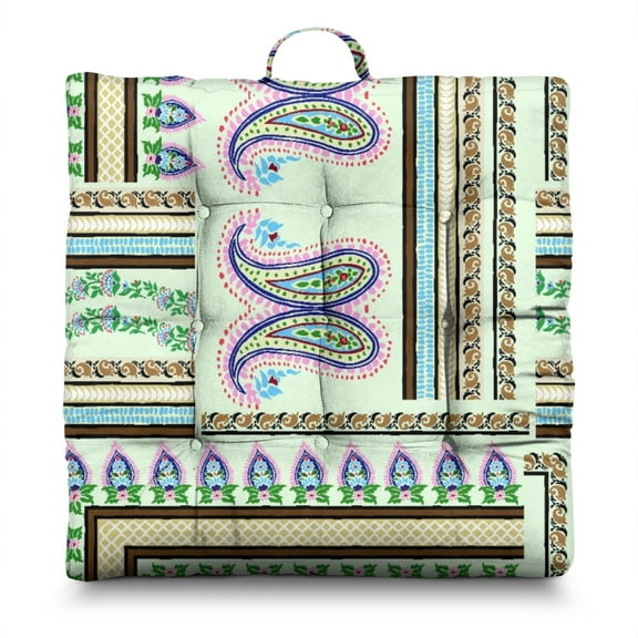 Colorful Mandala Floor Pillow - Large Square Meditation Cushion for Adults, Fluffy & Resilient PP Cotton Filling, Boho Chic Home Decor