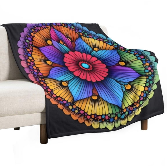 Colorful Mandala Floral Art(1)-1 Blankets Bedroom Living Room Sofa Throw Blankets for Beds