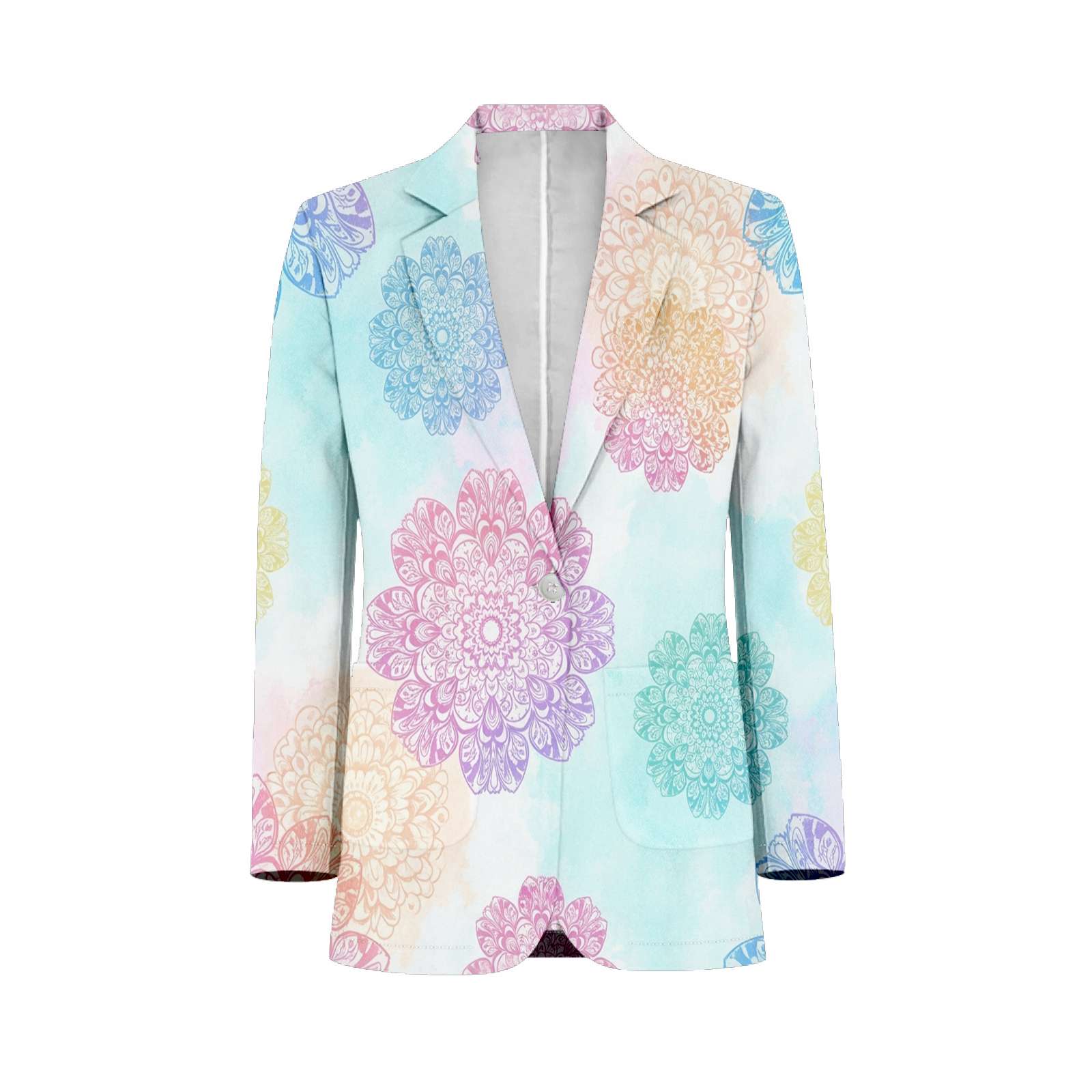 Colorful Mandala Floral Pattern Mens Suits Shawl Collar Slim Fit Suit ...