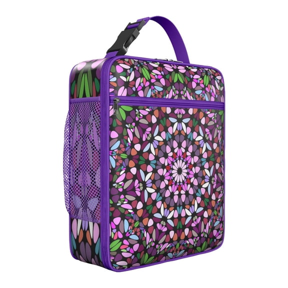 Colorful Mandala Lunch Box – Abstract Zen Design Insulated Bag with Waterproof Interior, Perfect for School, Office, or Outdoor Use