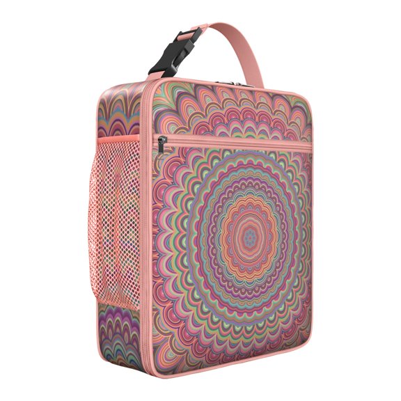 Colorful Mandala Lunch Box – Abstract Zen Design Insulated Bag with Waterproof Interior, Perfect for School, Office, or Outdoor Use