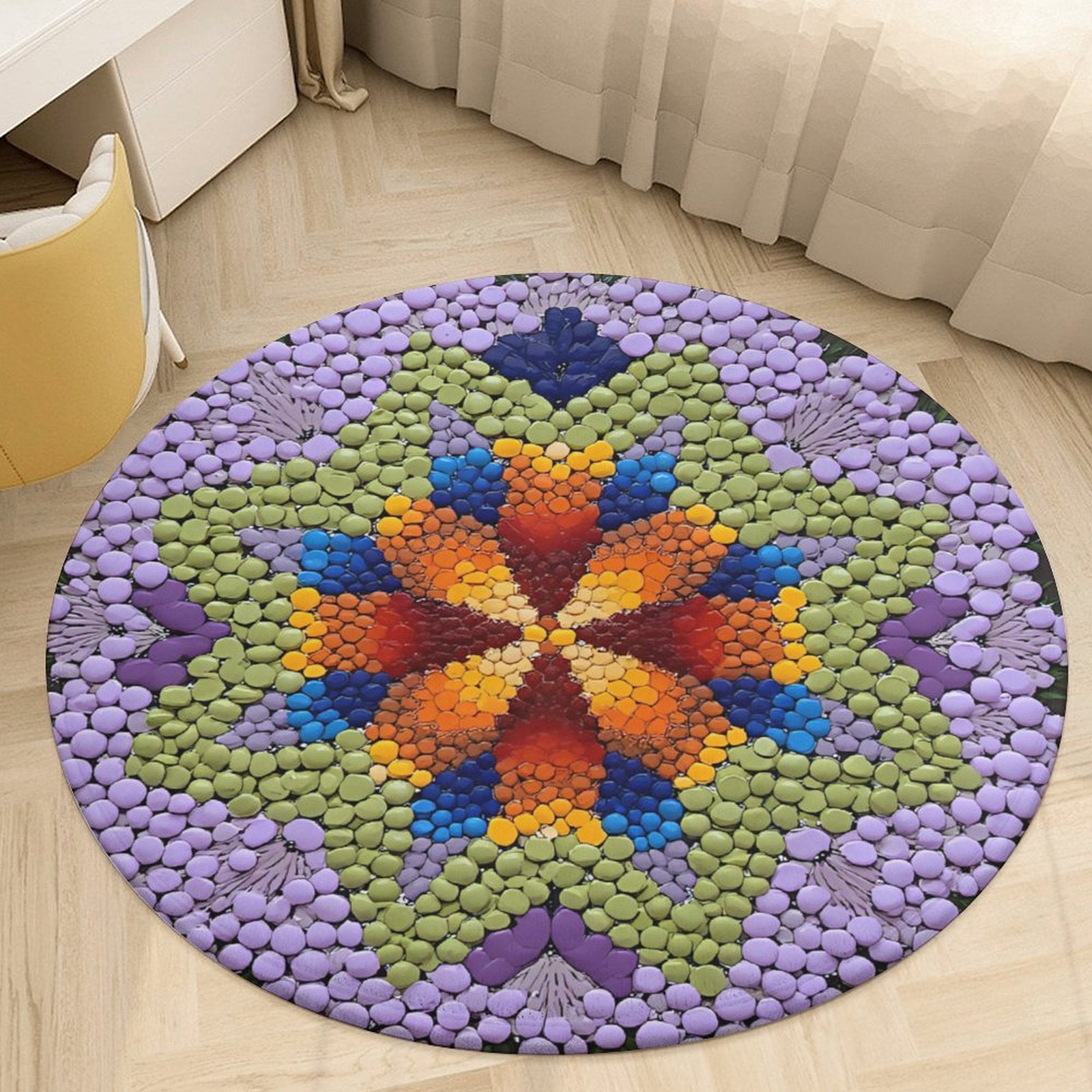 A Colorful Mandala Made Up of Small, Round Objects Arranged in A ...