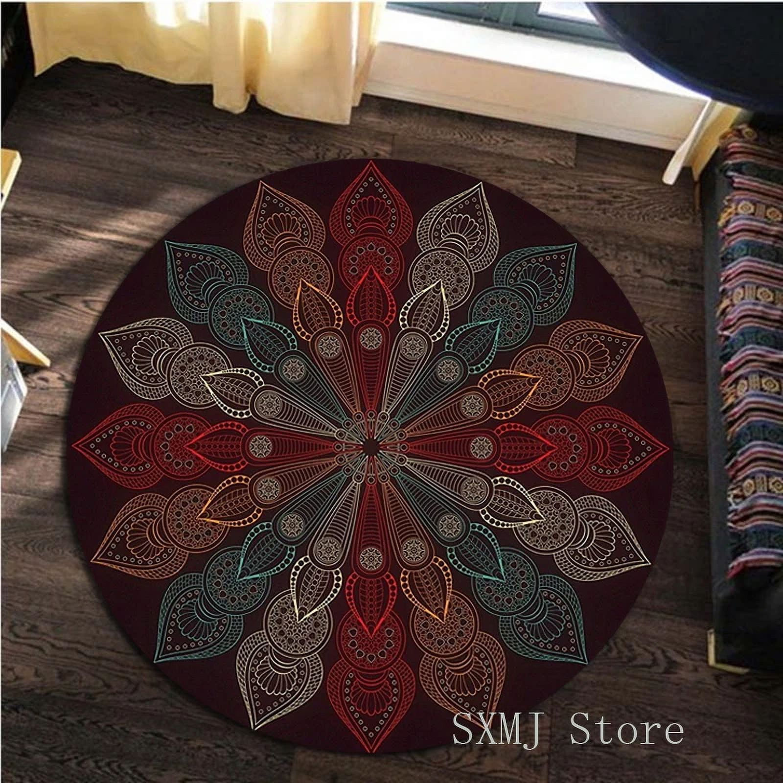 Colorful Mandala Paisley Round Carpet Area Rug Sofa Foot Pad Chair Mat ...