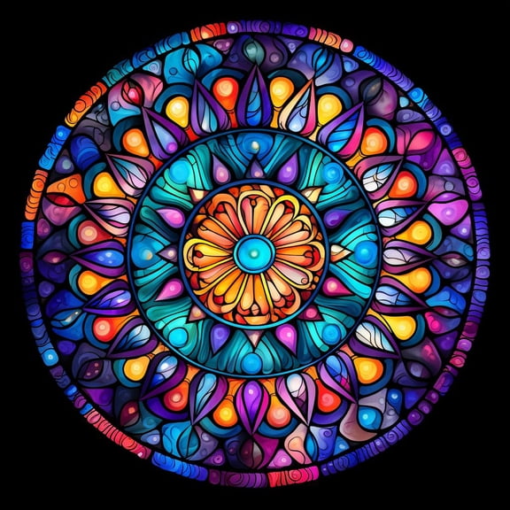 Colorful Mandala Pattern 5D Diamond Art Painting by Number Kits for Adults DIY Paint with Full Drill Round Diamond Gems Painting Art Craft for Home Wall Decoration 13.8x13.8in(2)