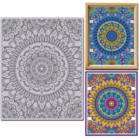 Colorful Mandala Pattern Cling Rubber Stamp Flower EVA Cling Mount Stamp Mandala Background Rubber Stamps Set for Card Making Photo Album Decor Decoration DIY Scrapbooking