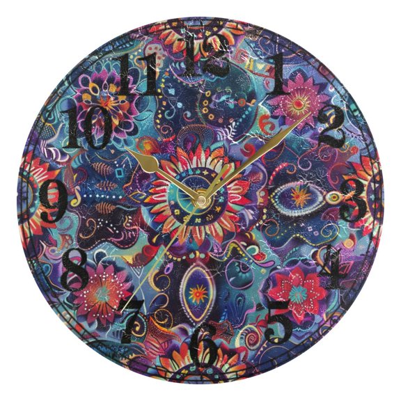 Colorful Mandala Silent Wall Clock 10" Non-Ticking Battery Clock