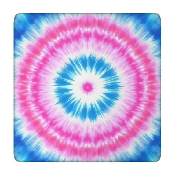Colorful Mandala Tie Dye Pattern Square Fitted Tablecloth with Elastic Edge,Square Table Cover,Washable Elastic Table Cover for Home Kitchen Party Decor 34"x34"