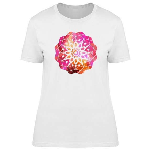 Colorful Mandala White Spikes T-Shirt Women -Image by Shutterstock, Female Large