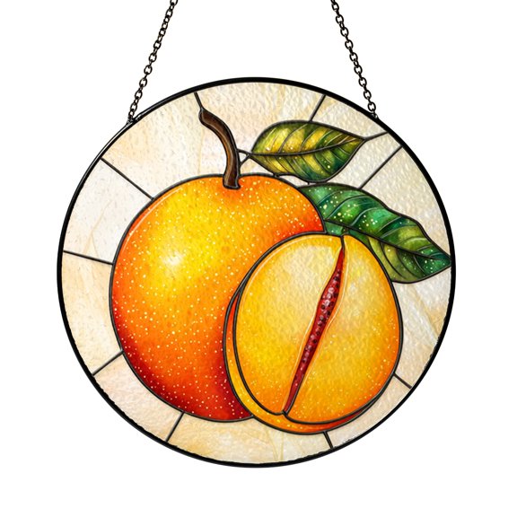 Colorful Mango Fruit Design Stained Glass Style Window Suncatcher Decor, Cheerful Nature Inspired Home Gift