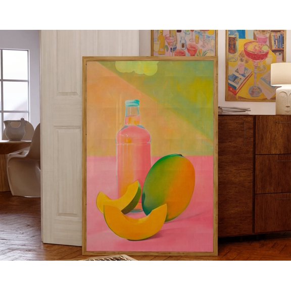 Colorful Mango Still Life Print Maximalist Kitchen Decor